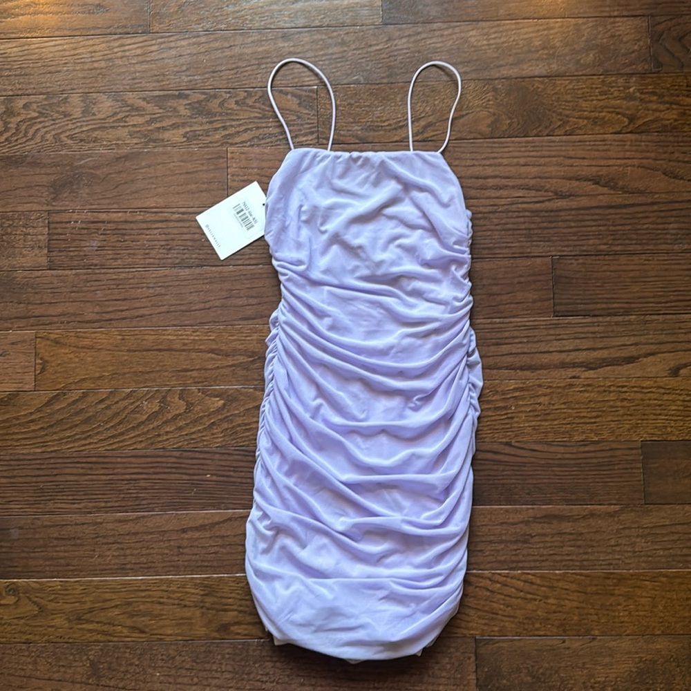 Hello Molly lilac mesh mini dress